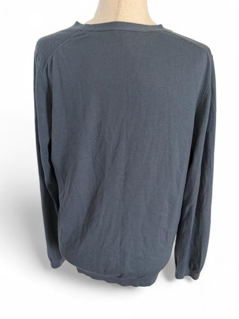 Ann Taylor XL Merino Wool Cardigan Sweater Blue Jeweled Button Classic Preppy - Picture 9 of 10